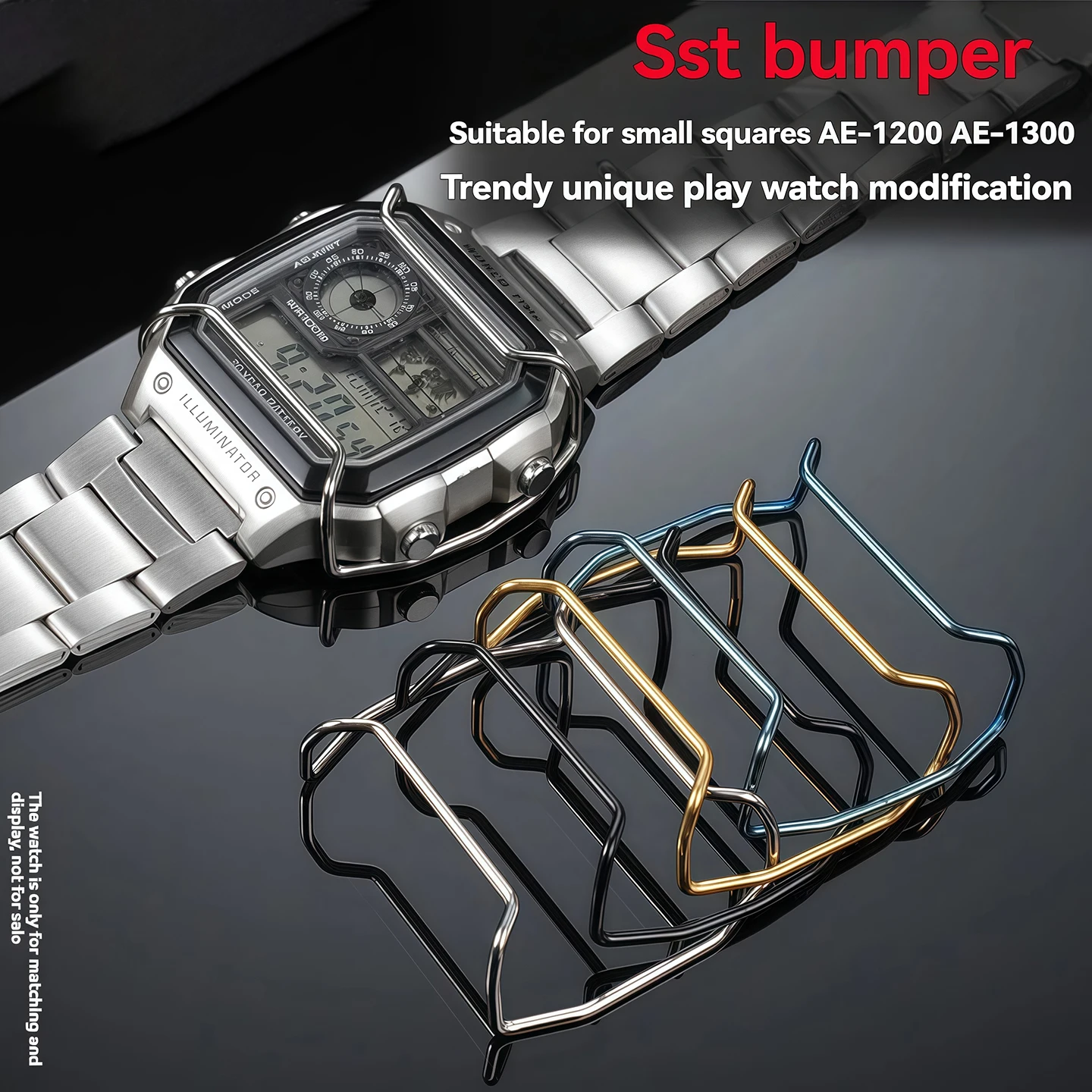 AE1200 Metal bumper For Casio protective bumper ae1200wh/1300 series men's modified anti-collision steel bumper Watch accessorie