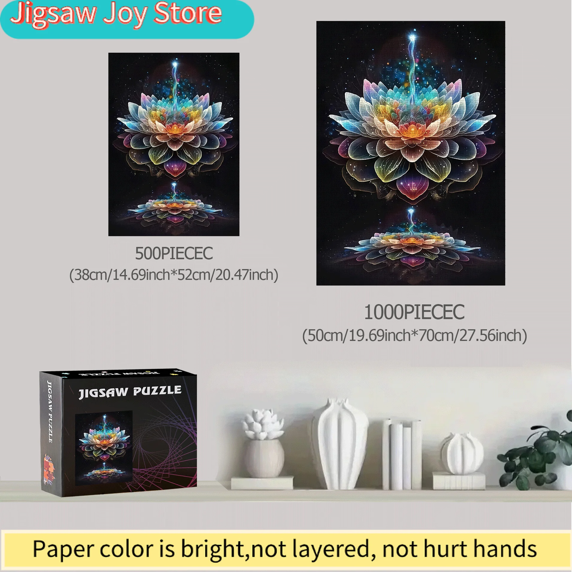 

for Lotus & Starry Sky Jigsaw Puzzle 500pcs/1000pcs Large Family Interactive Game Gift, DIY Home Decor Brain Challenge for Bir