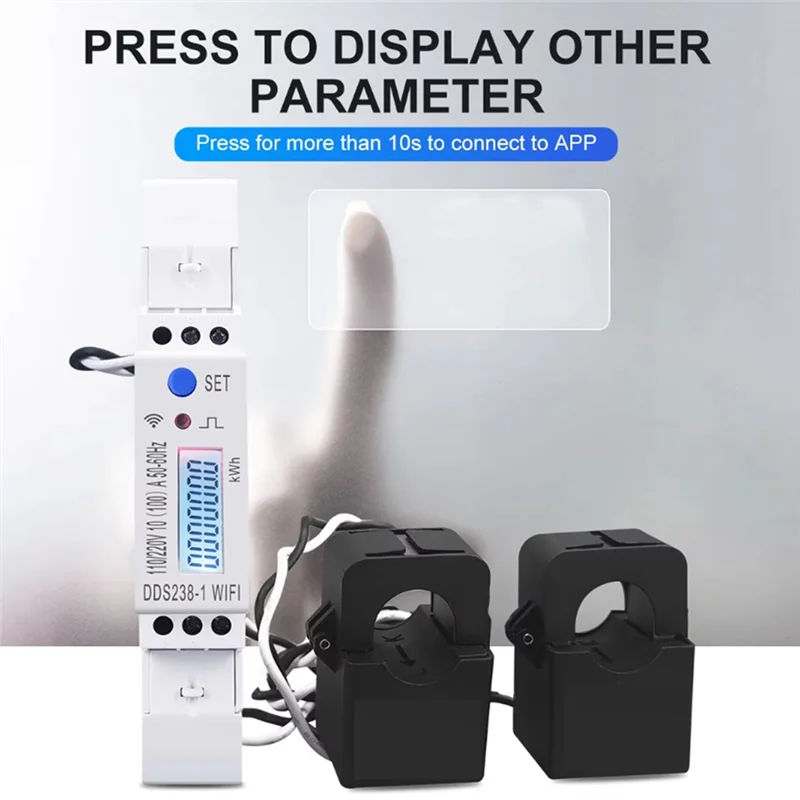 ABUH-2 Phase 3 Wires 110V+110V 100A Din Rail 18Mm Tuya WIFI Smart Energy Meter Power Consumption Monitor Kwh Meter Wattmeter