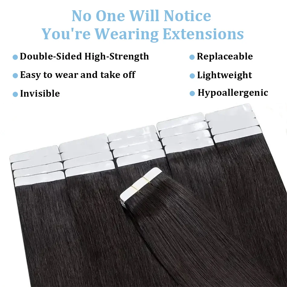 Tape in Hair Extensions Human Hair Brazilian Hair 100% Human Hair Extensions 20 Pcs Straight Hair for Women