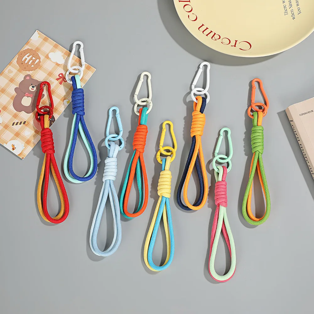 Colorful Braided Lanyard Wrist Straps Anti-Loss Multi-Use Knot Rope Phone Charms Wallet Hanging Ornament Accessories