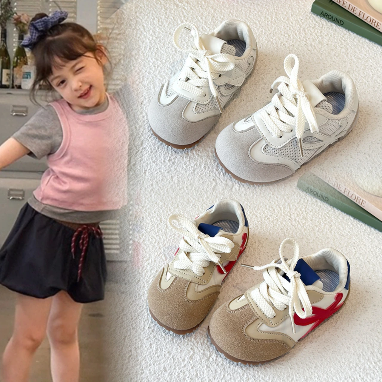 

Осень 2023, новая спортивная повседневная обувь для студентов, универсальная детская уличная обувь, удобная кожаная спортивная детская обувь