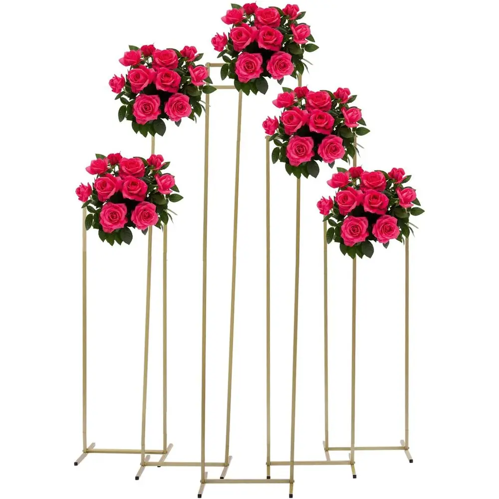 Gold Metal Wedding Arch Stand for Backdrop and Balloon Decorations, Perfect for Ceremonies and Special Events