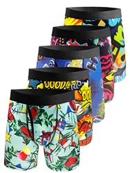 5PCS Random Mixed color Men's Underwear, Men's Home Sport Swimming Underwear Fashiion Breathable Quick Drying Sports Trunks