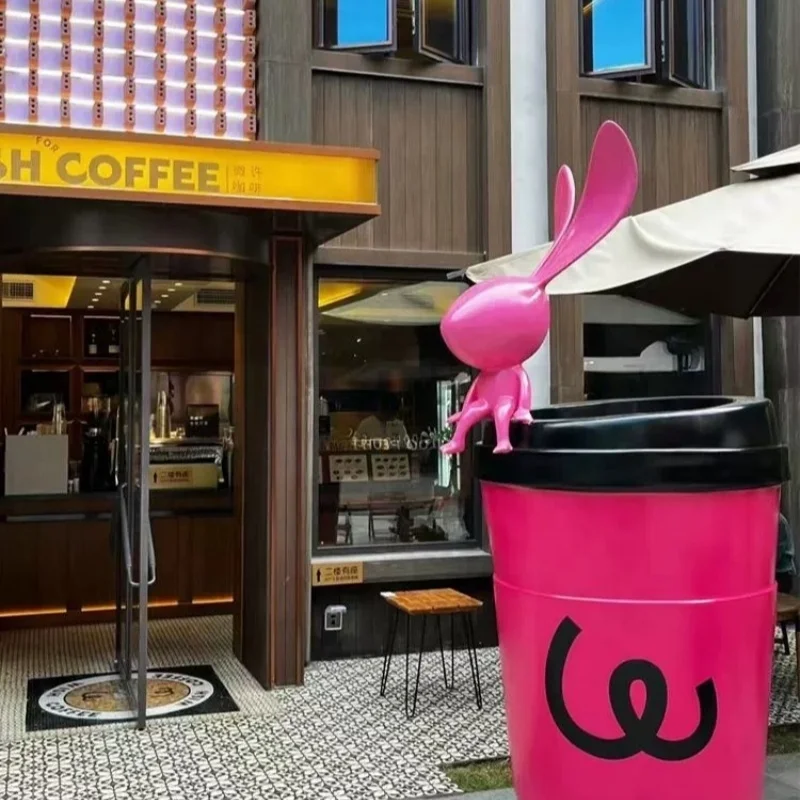 

Resin giant milk tea cup sculpture 1.5m boba glass fiber foam teacup sculpture boba shop decoration
