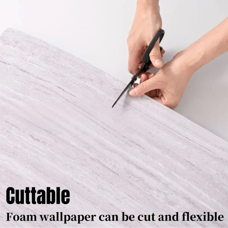3D Slate Textured Thickening Foam Self Adhesive Wall Stickers Imitate Travertine Wallpapers Suitable for Smooth and Flat Walls