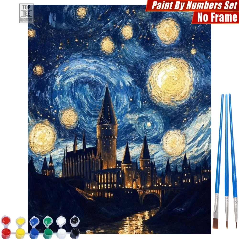 

Magical Starry Building DIY Painting By Number Kit - Fantastic Touch Building Valentine's Day Gift For Neighbor
