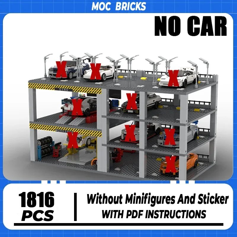 MOC-Construindo Tijolos De Velocidade Campeão Garagem Cidade Modelo De Estacionamento, Tecnologia Blocos Modulares, Brinquedo De Construção, Conjunto De DIY, Montagem Presentes