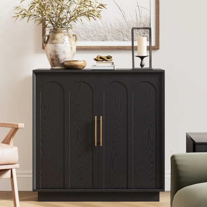 

Buffet Cabinet with Storage, Modern Accent Cabinet with Arched Doors & Shelf, 31.5" Modular Media Console, Minimalist