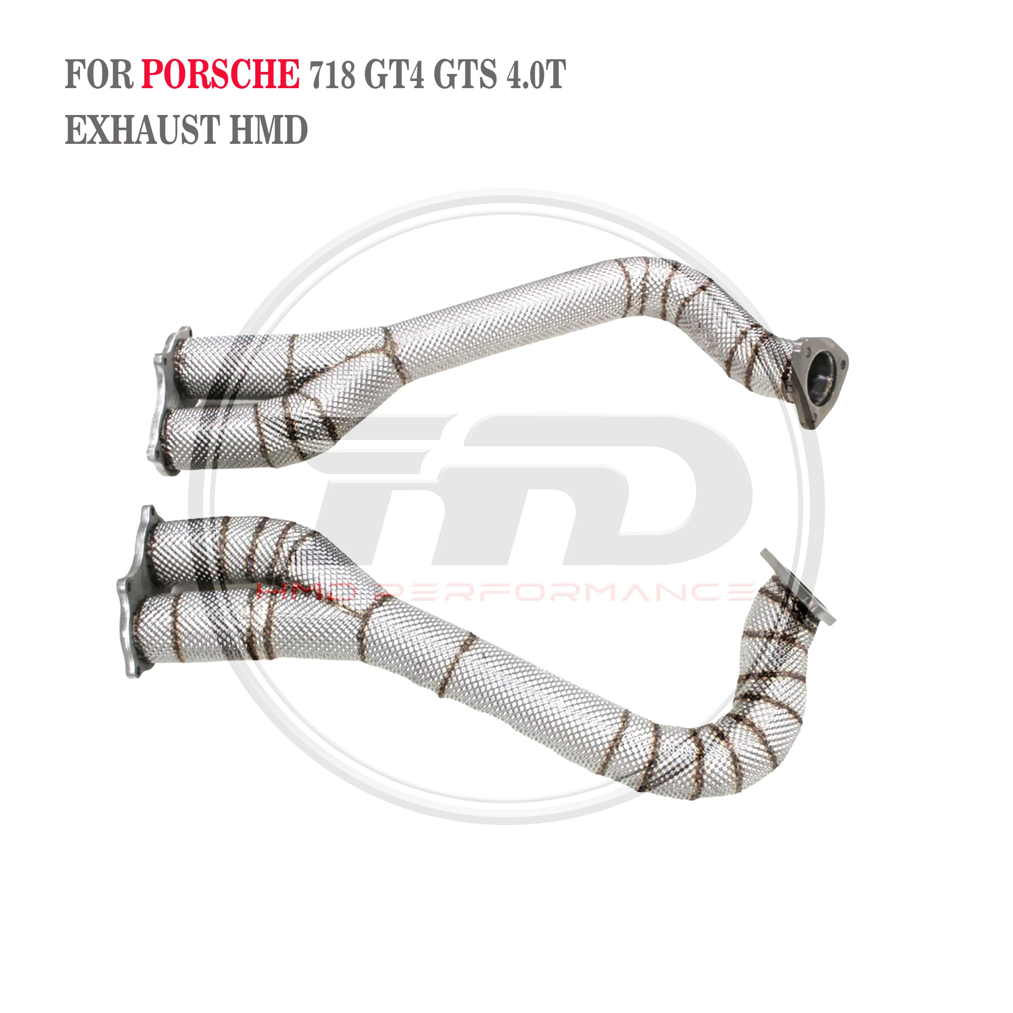 HMD Exhaust System High Flow Performance Downpipe for Porsche 718 GT4 GTS 4.0L With Heat Shield Racing Pipe