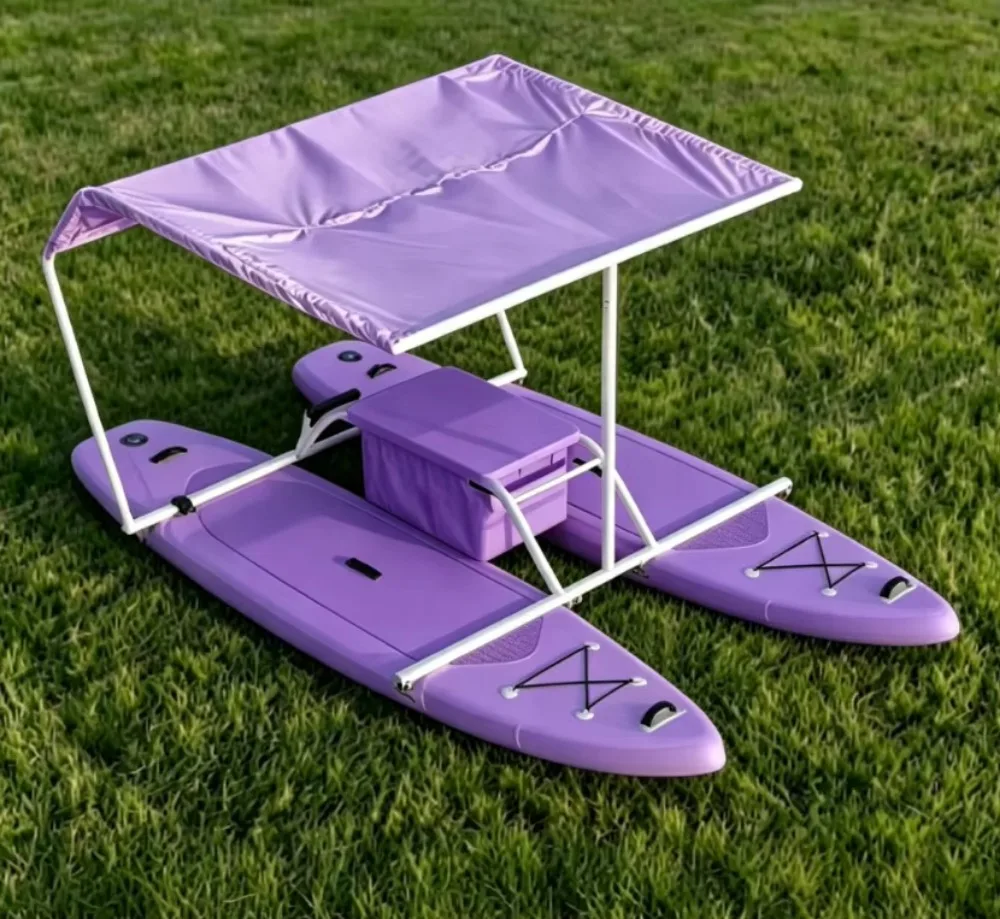 Unique Design CanopyCat Inflatable Paddle Catamaran with Sunshade  Floating SUP Boat for Water Leisure