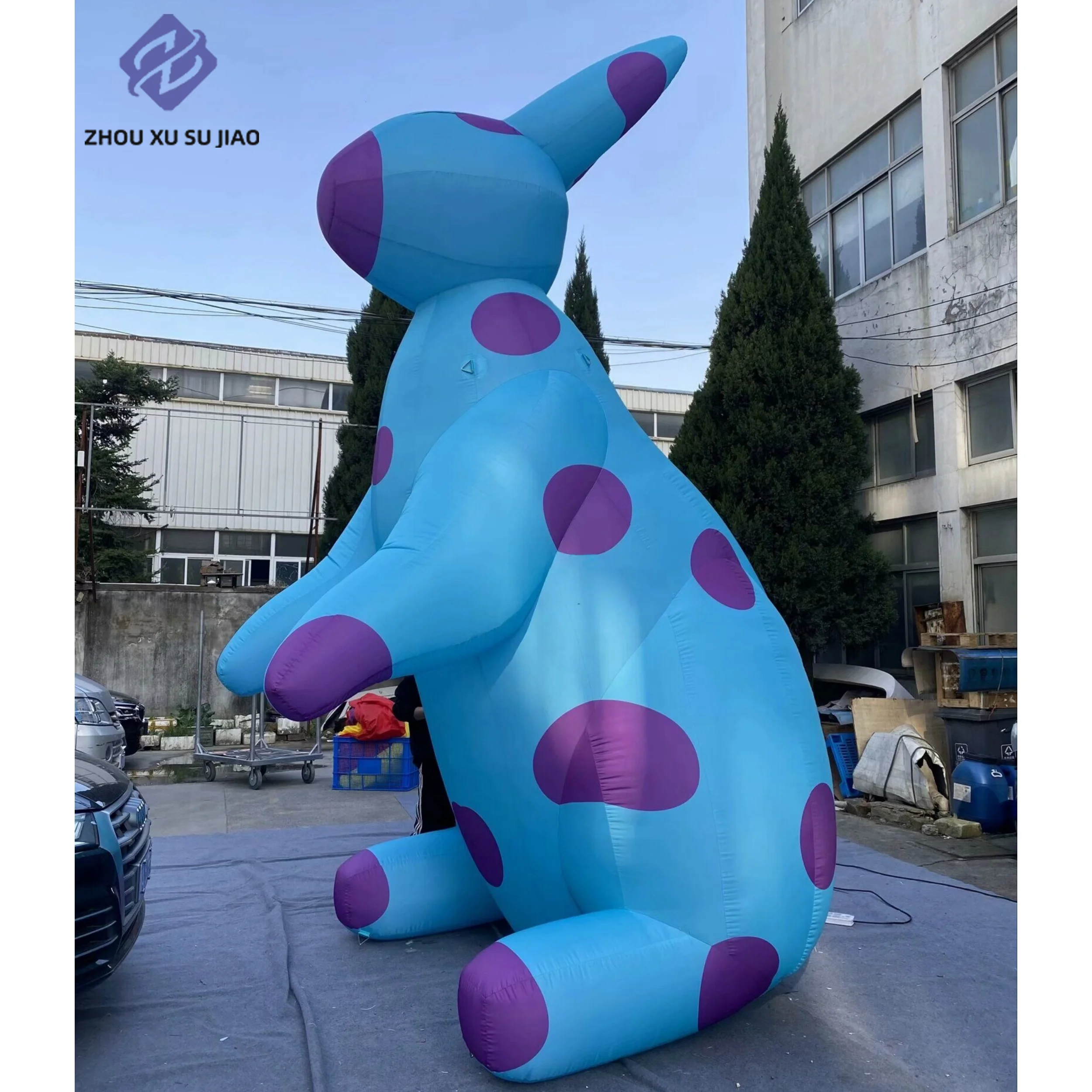 

for Advertisement New Style Inflatable Easter Decoration "Blue Rabbit with Purple Round Spots" Inflatable Rabbit Model Decorati