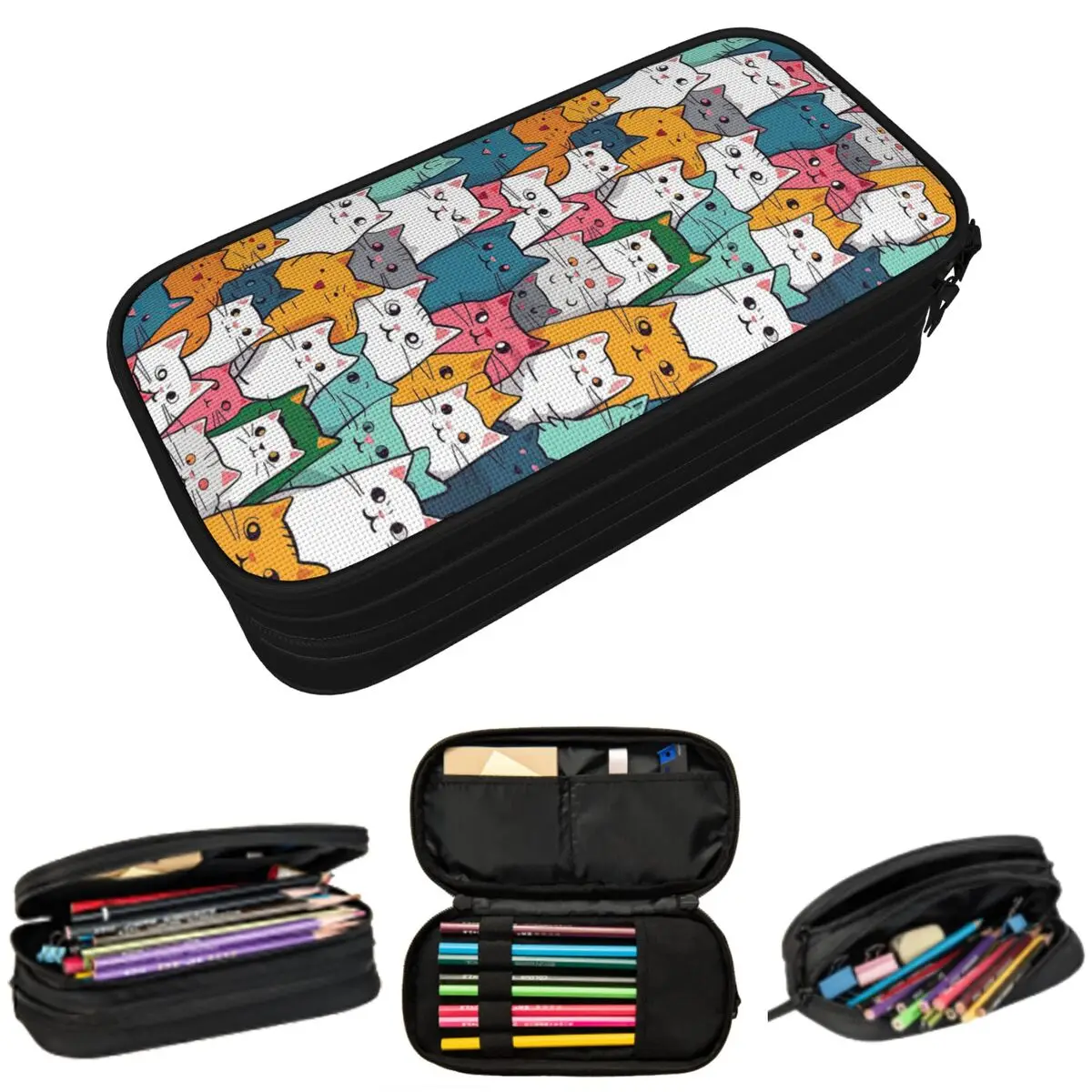

Adorable Cartoon Colour Cat Artistry Pencil Case for Kids School Pen Box Pencil Bag Stationery Supplies Pen Holder Bag