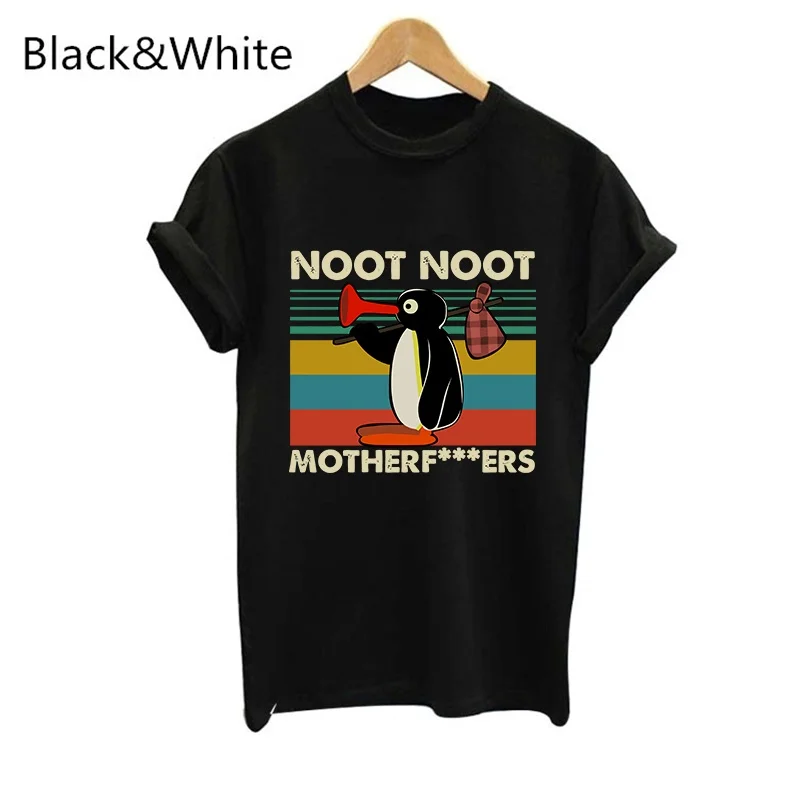 2024 Hot sale Pingu Noot Noot Motherfu*kers Vintage Women Short Sleeve T Shirt Cotton Tee