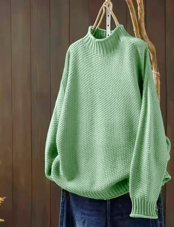 Damen-Pullover mit halbem Rollkragen und langen Ärmeln in Übergröße (Freizeitkleidung) ​ – Detail 9