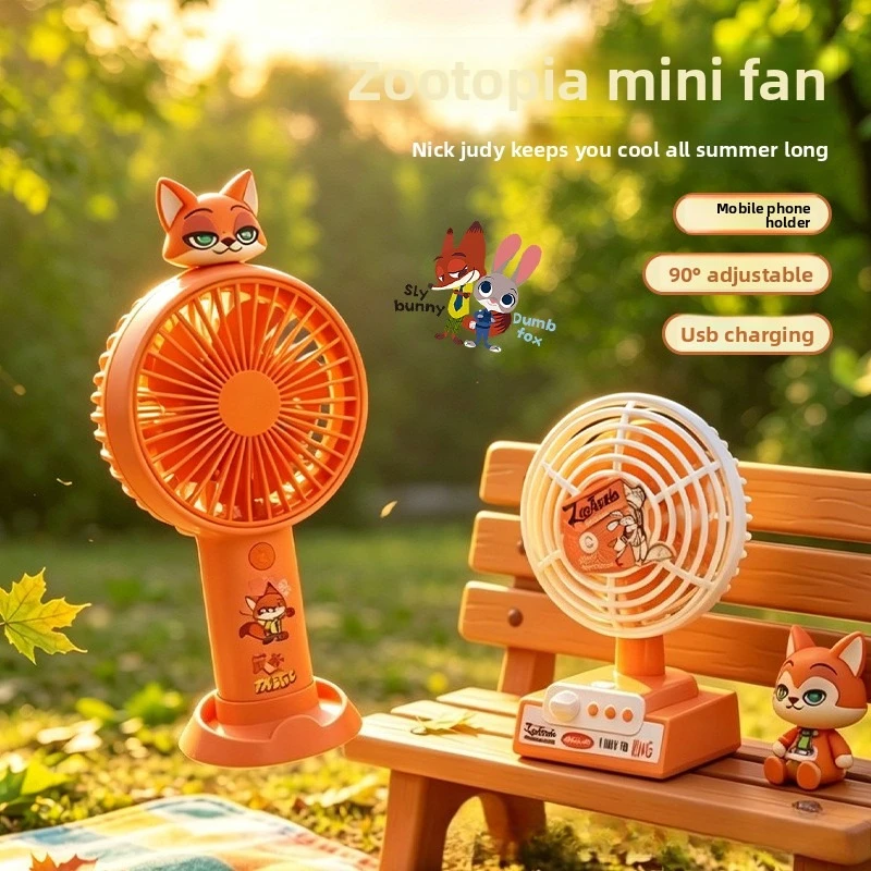 

Judy Hopps Nick Wilde Handheld Fan 3 Adjustable Wind Speed USB Portable Pocket Fan Summer Cooling Fan for Students Dorm Outdoor