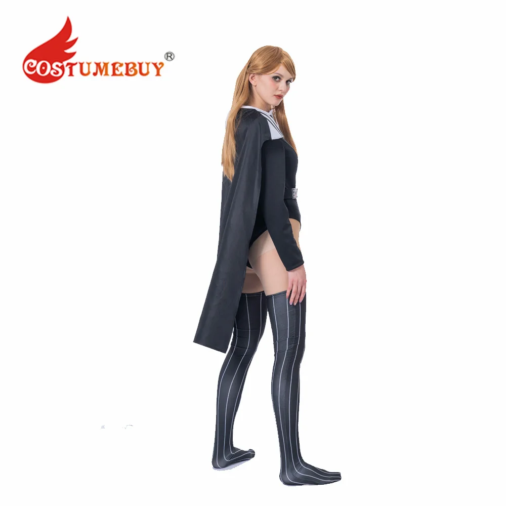 CostumeBuy Women's Darth Cosplay Vader Costume Black Jumpsuit Female Bodysuit Halloween Sexy Jumpsuit with Cloak Cape