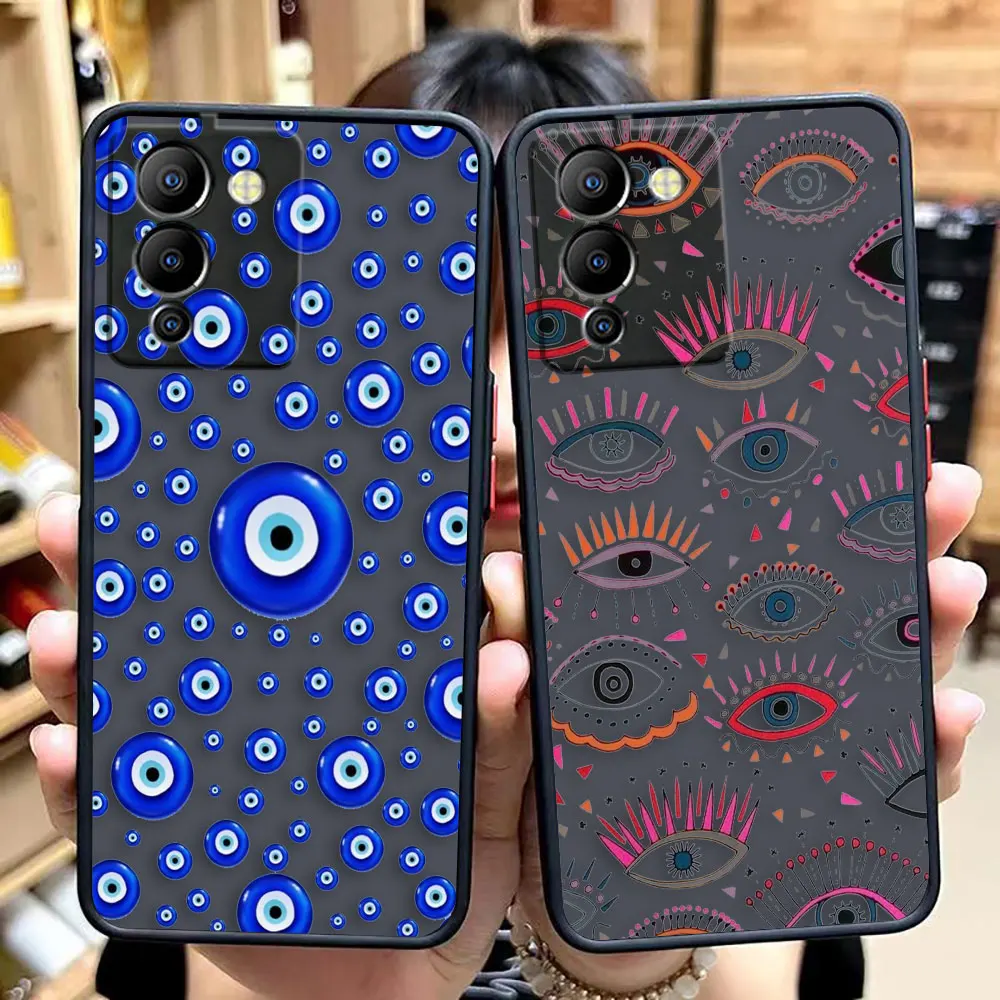 Matte Case for infinix NOTE 12 G96 11 10 8I 8 7 SMART 4 SPARK 8 8P 5 6 PRO S5 Case Funda Fashion Lucky Eye Blue Evil Eye Print