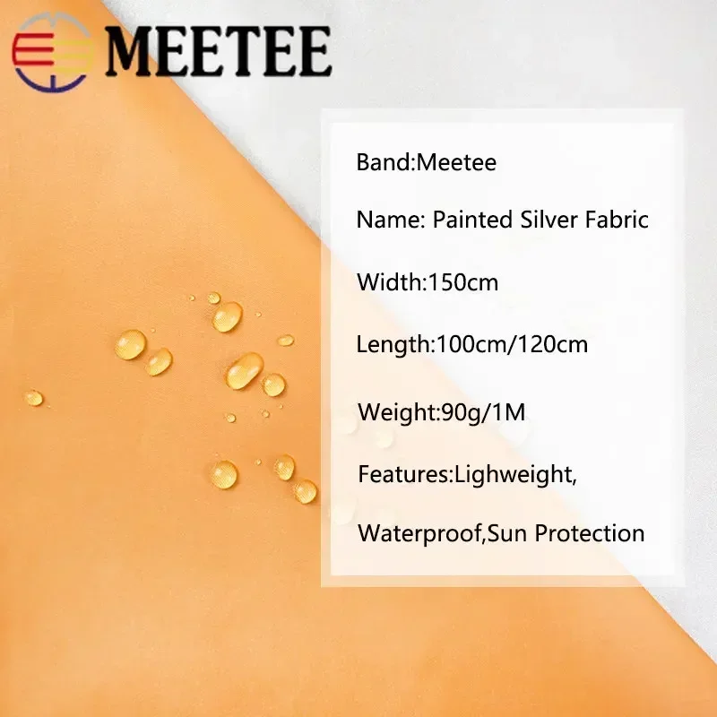 1/2/4Meters Meetee 150cm 210T Silver Coated Waterproof Fabric Shade Dust-proof Cloth for Car Umbrella DIY Tent Sewing Material