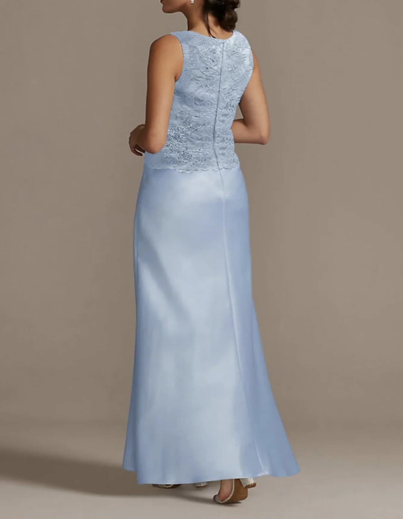 Elegante vestido de casamento com renda, pescoço colher, até o chão, manga 3/4 comprimento, jaqueta curta, mãe da noiva, 2024