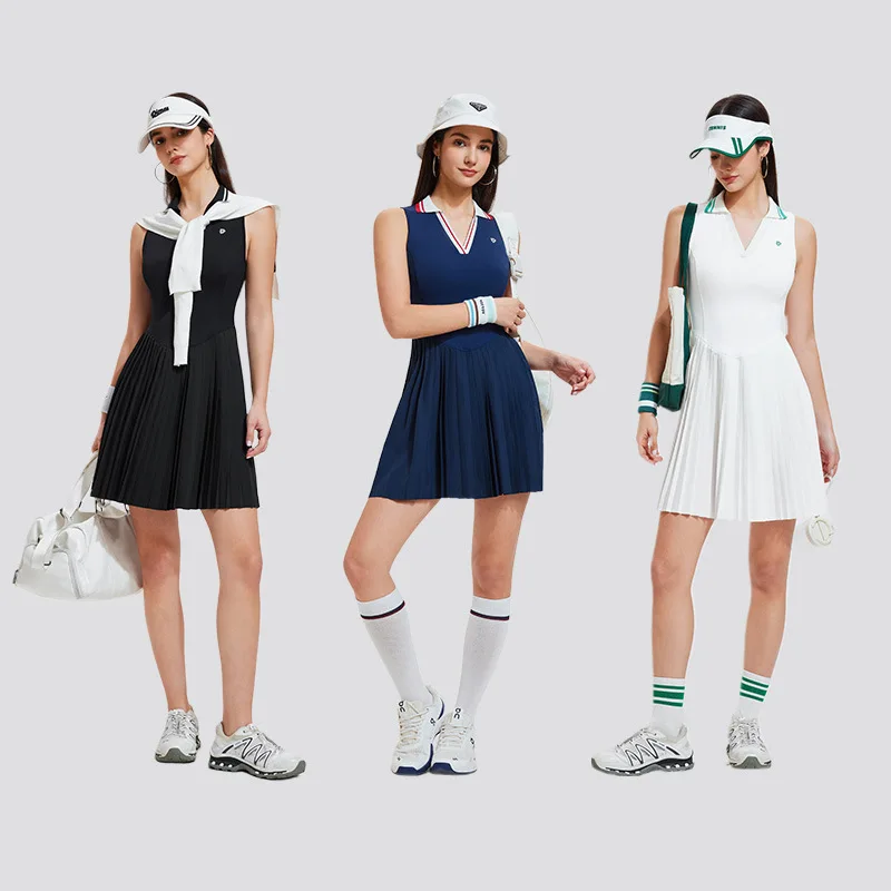 New sports dresses women tennis dress polo lapel fitness dress outdoor badminton golf Quick-drying and breathable Sports dress