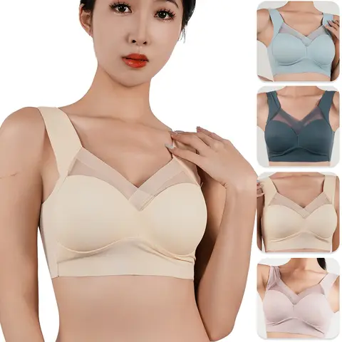 여성용 스포츠 브라, 처짐 방지, 어퍼 스트랩, 푸시업 브래지어, 빅 사이즈 슬림 탄성, 충격 방지 요가 무선 속옷