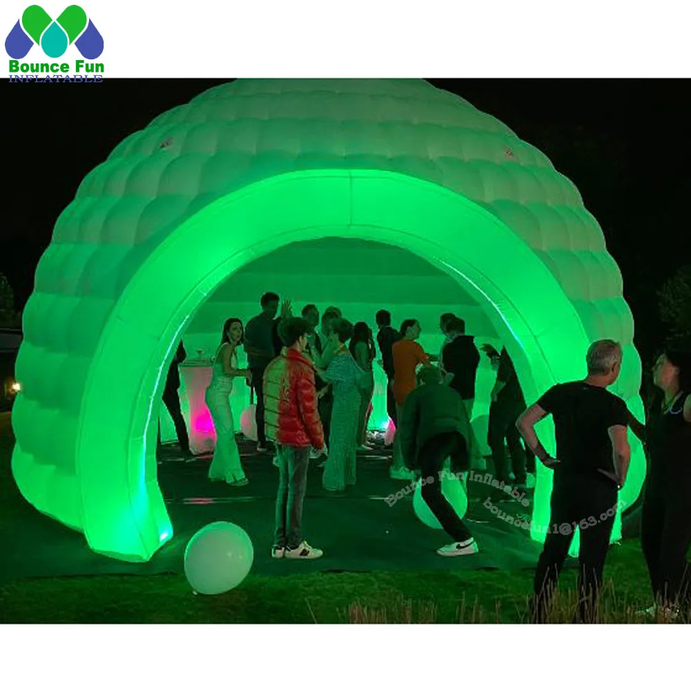 

Inflatable Igloo Dome Tent 5Md LED Lighting With Air Blower White Structure Workshop For Event Party Wedding Exhibition Business