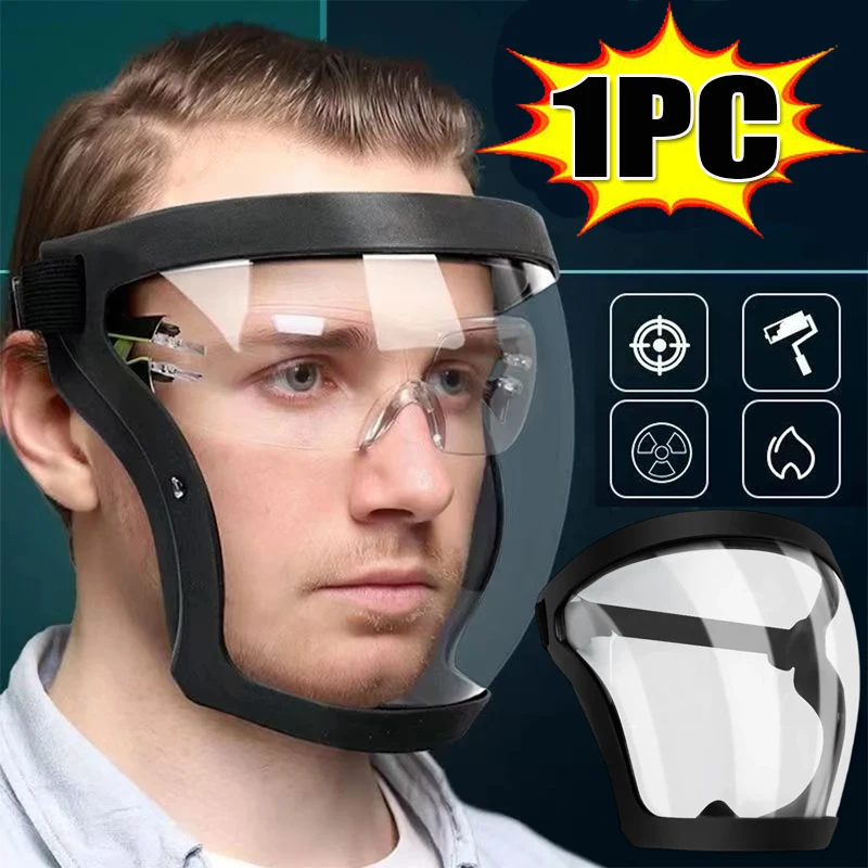 

Многоразовый и термостойкий щиток для лица для обеспечения безопасности тренировок Прозрачная защитная маска для всего лица с регулируемой пряжкой