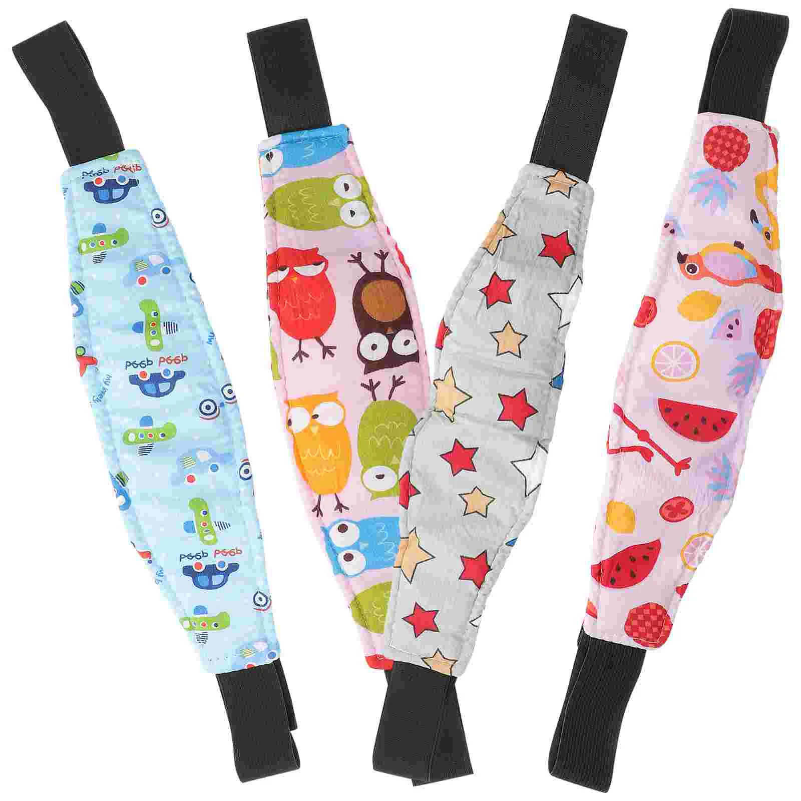 

4 Pcs Stroller Head Band Safety Strap Car Seat Kids Sleeping Neck Support Toddler Holder Headrest Child