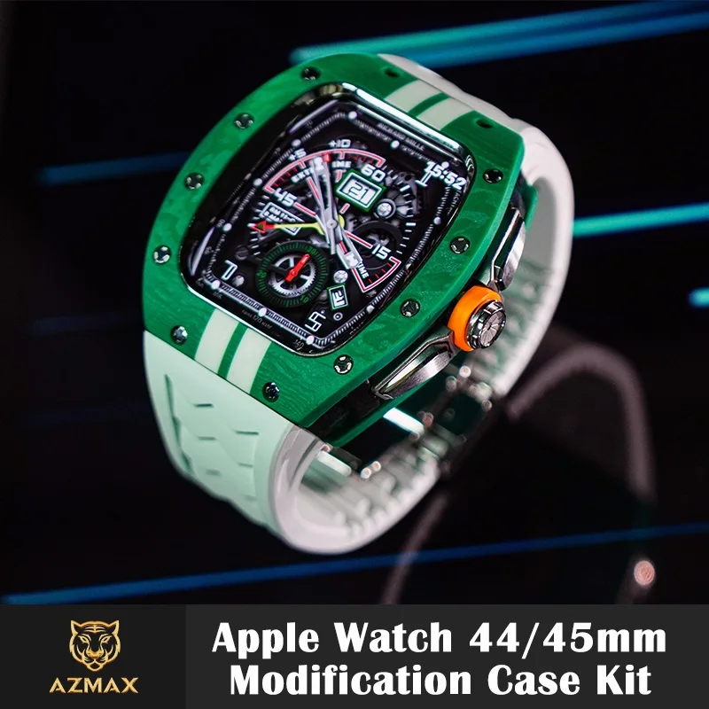 Iwatch SE 4 5 6 7 8 9 시리즈 스트랩을 포함한 44mm 및 45mm와 호환되는 Apple Watch 시리즈용 RM 모델 석영 섬유 케이스