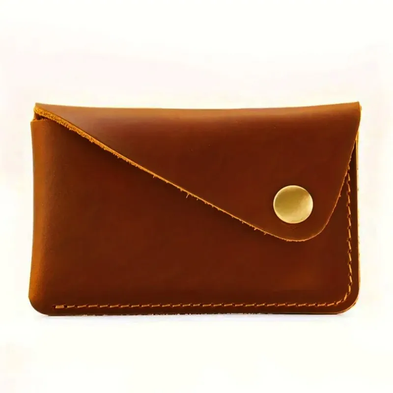 Women/Men's Vintage Leather Wallet Ultra Thin Mini Credit Card Holder ID Case Cash Pocket Slim Short Wallet High Quality