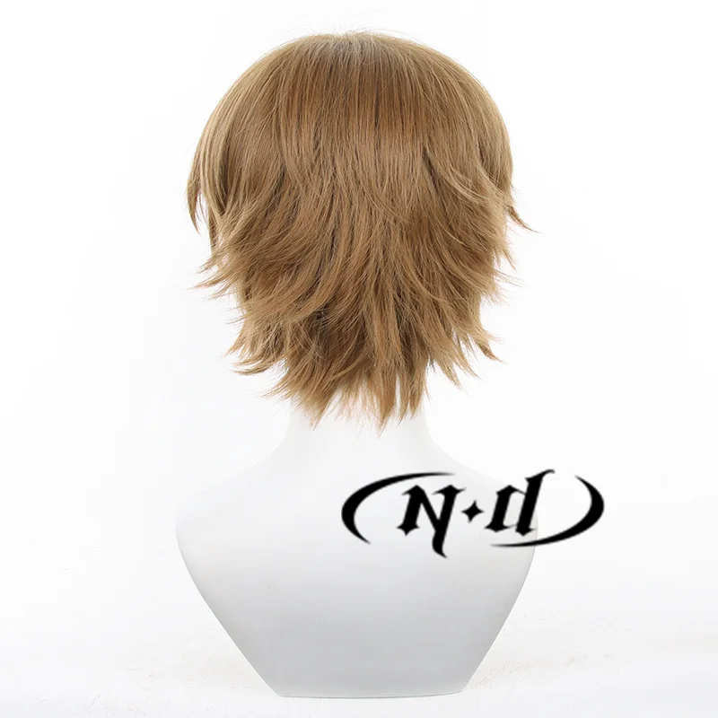 ND Naib Subedar شعر مستعار كوسبلاي لعبة الهوية V كوسبلاي شعر بني قصير باروكات لحفلة الهالوين شعر صناعي عالي الجودة