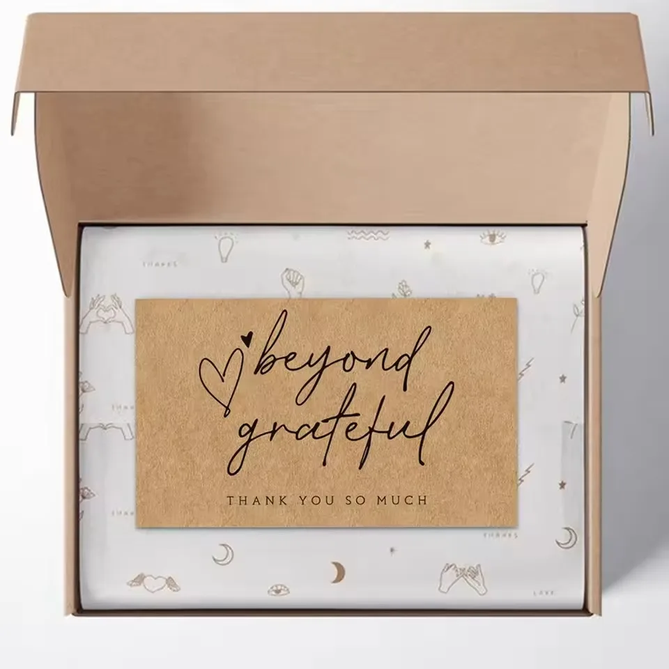 50pcs Natural Kraft Paper Thank You Cards for Small Business Appreciation Enterprise Thank You For Your Order Card Greeting Card - view 4