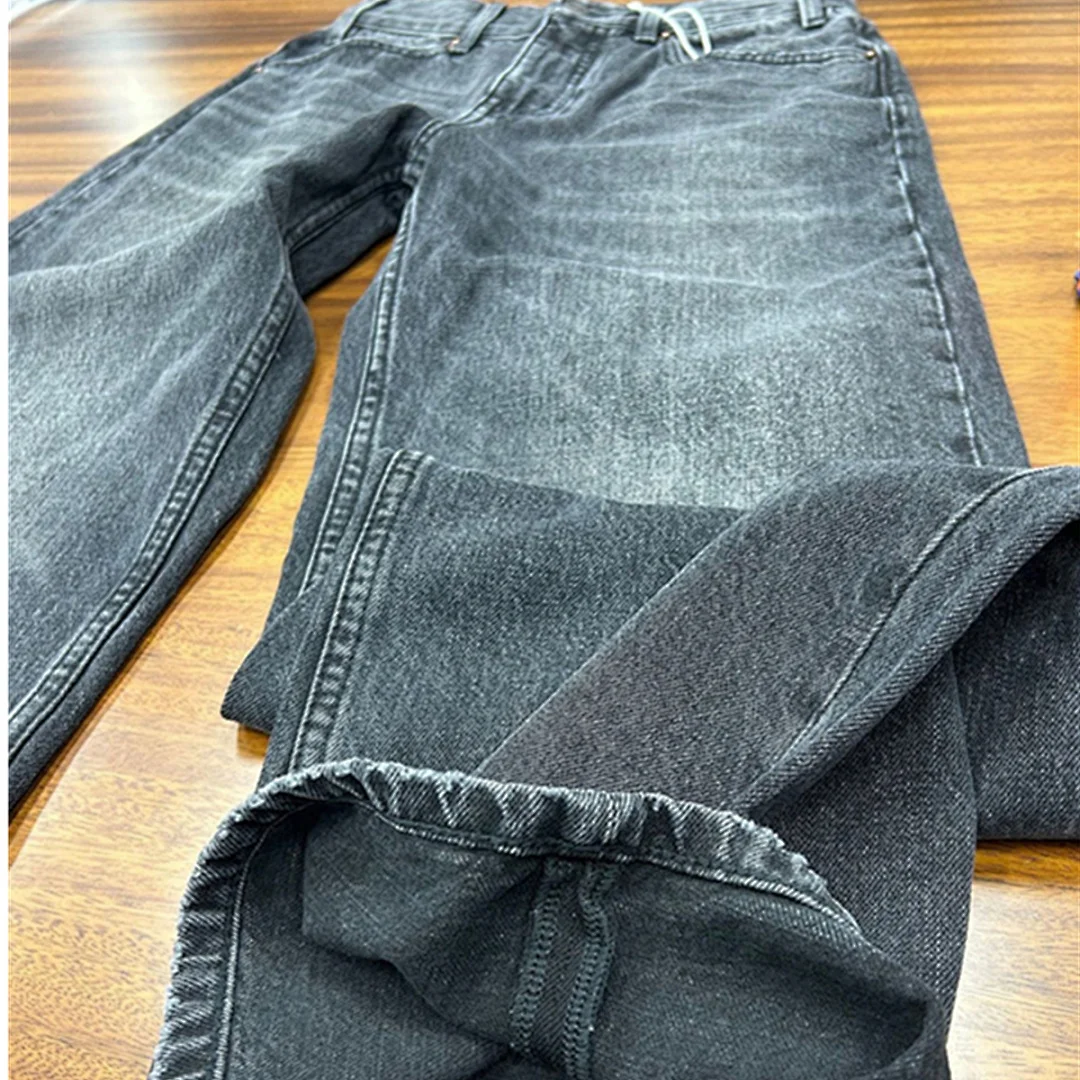 

Maxdutti, французские минималистичные джинсы высшего качества с высокой талией, темно-серые расклешенные джинсы, женские джинсы, джинсовые брюки с широкими штанинами, женская одежда