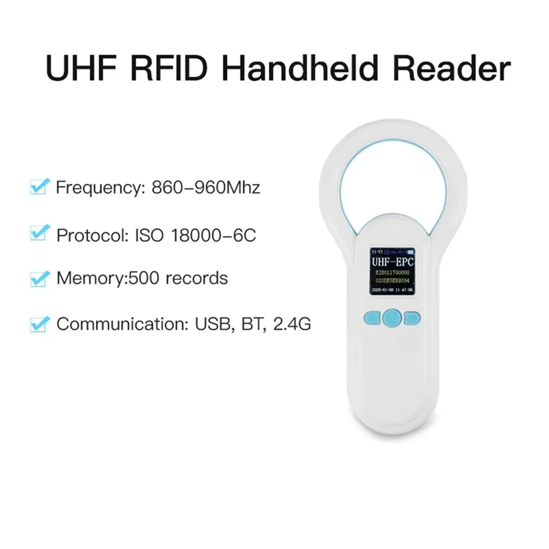 【B89E】860-960Khz UHF Pet Microchip Scanner Handheld Reader Portable 2.4G USB BT Output RFID Tag Scanner Support Android Window