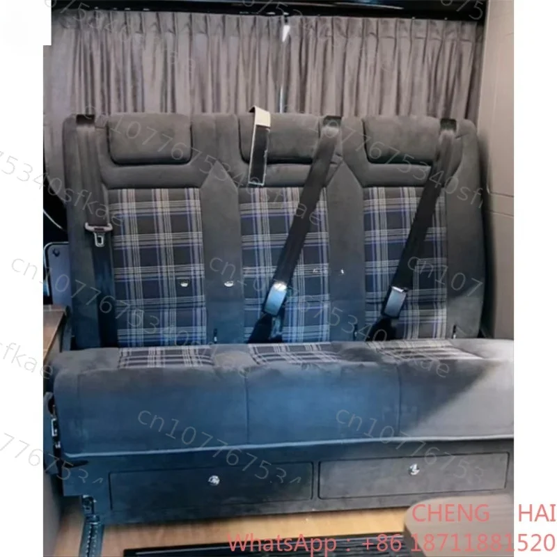 Customized CHENG HAI Good Breathability Reclining Seat Comfortable Cloth Camper Van Folding Seat Bed Bench With Hidden Head