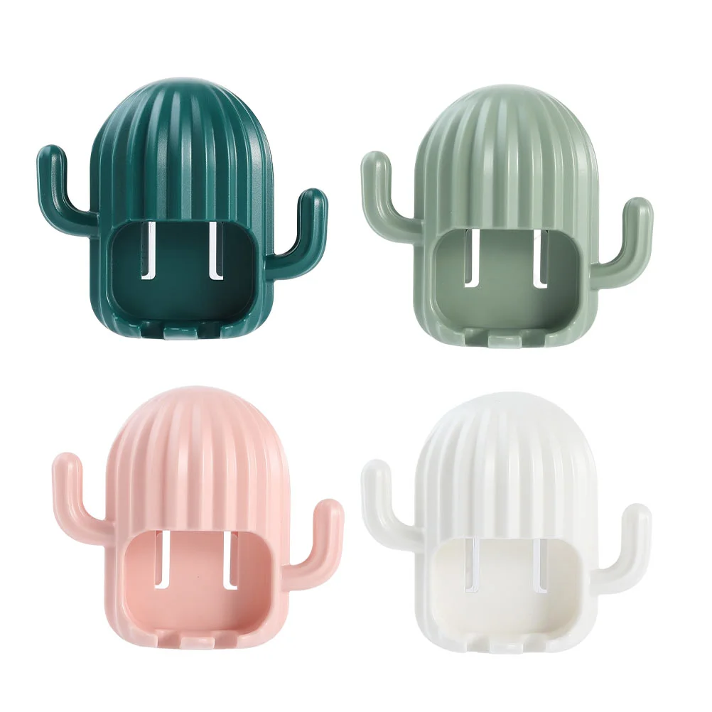 

4 Pcs Cactus Toothbrush Holder Wall Hanging Rack Bathroom Supplies Toothbrushes Home Paste Storage Shelf