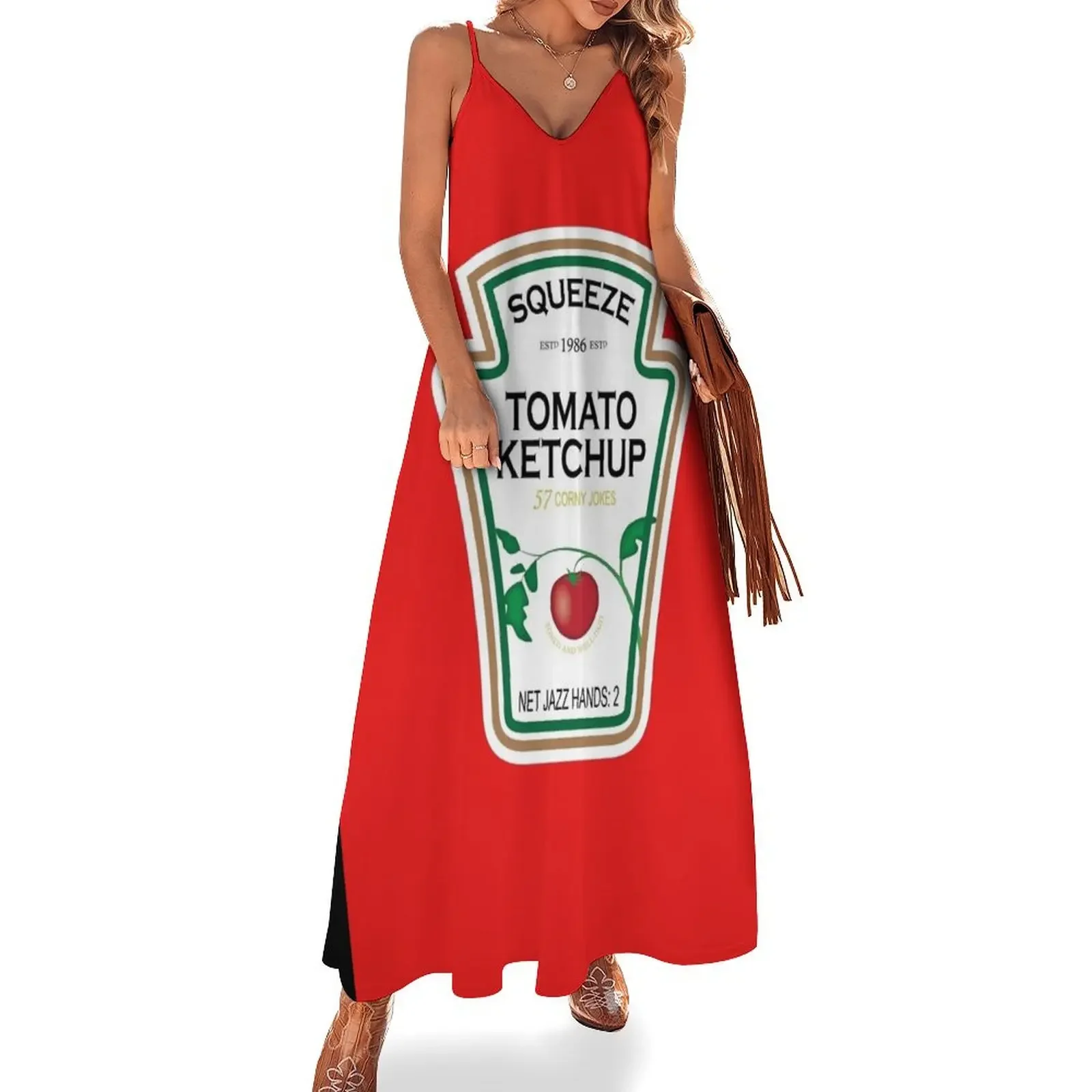 

Funny Ketchup Label Sleeveless Dress Female dress dress korean style dresses with long sleeves