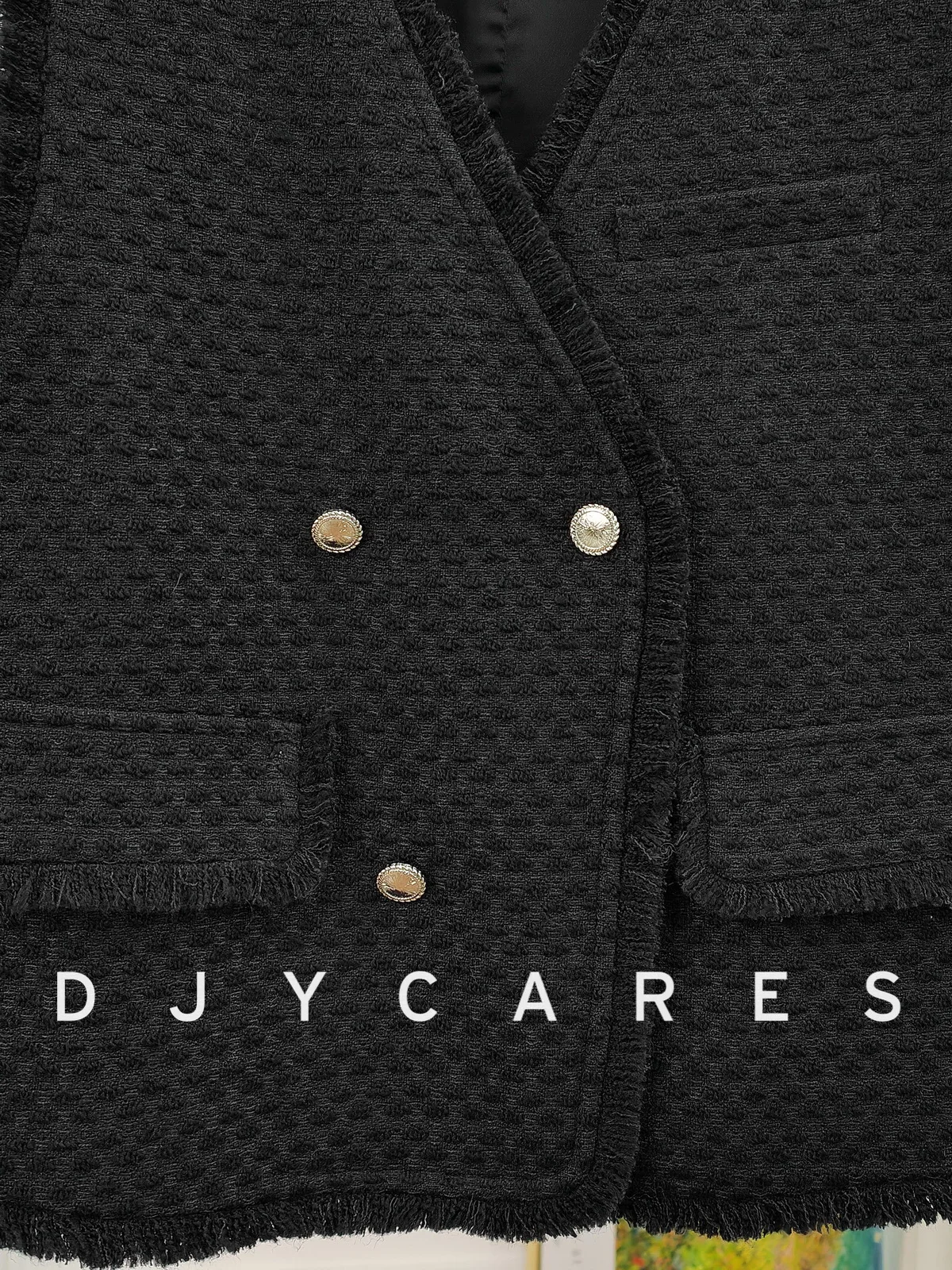 新しい重工業風織り黒Vネックベストタッセル付き万能トップス大きいサイズ