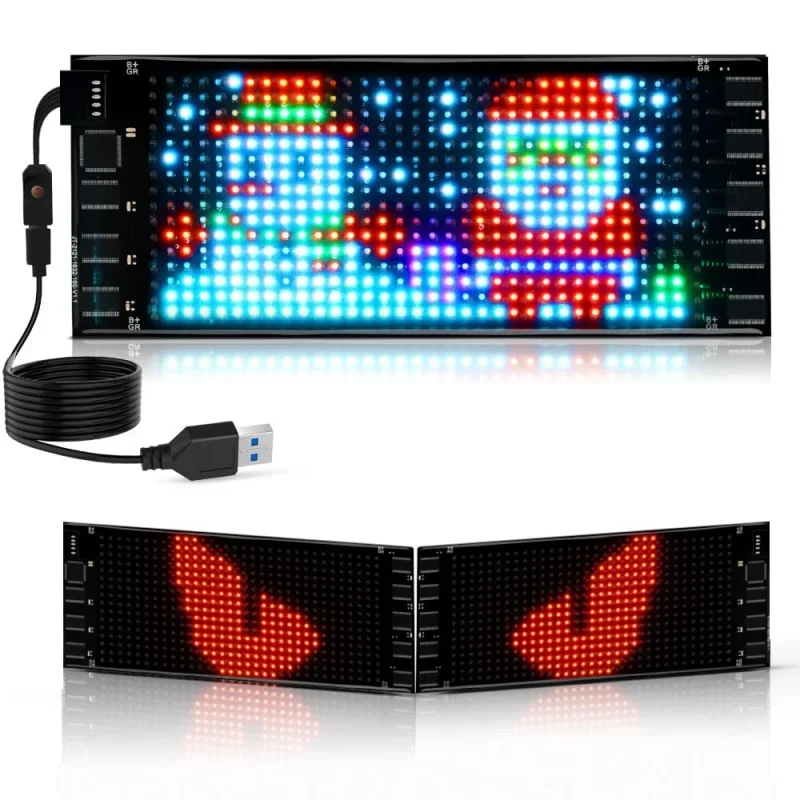 2PCS Scrolling LED Sign Displays and Customizable Text APP Controlled Graffiti LED Matrix Panels for Car Shops Hotels Festivals