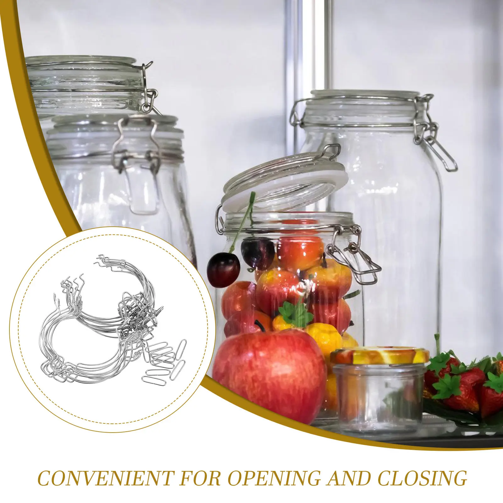 10Pcs Sealing Can Buckle Stainless Steel Spring Clamp Airtight Wire Lock for Glass Container Food Preservation Jar Wire Lock