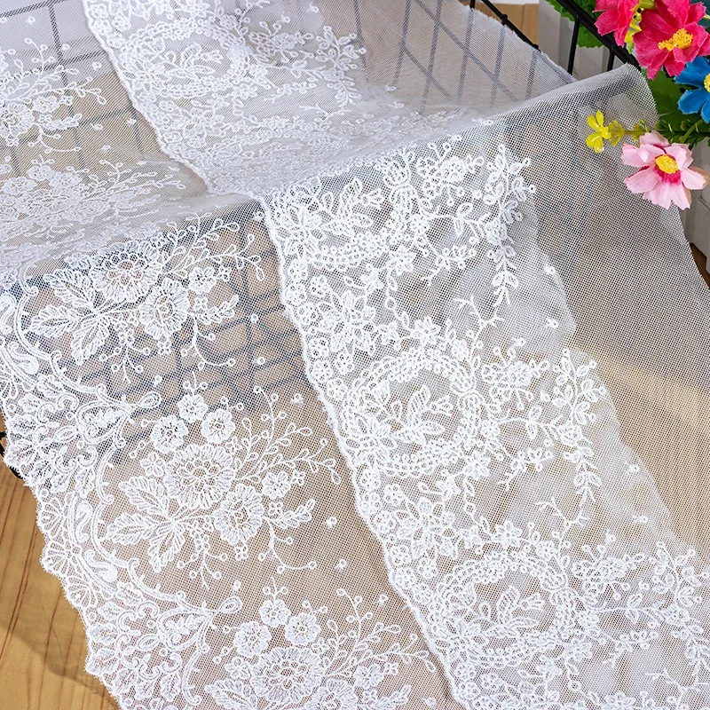 Wide Polyester Embroidered Sewing Ribbon, Guipure Lace Trim, Fabric Warp Knitting DIY Garment Accessories, Wedding Lace