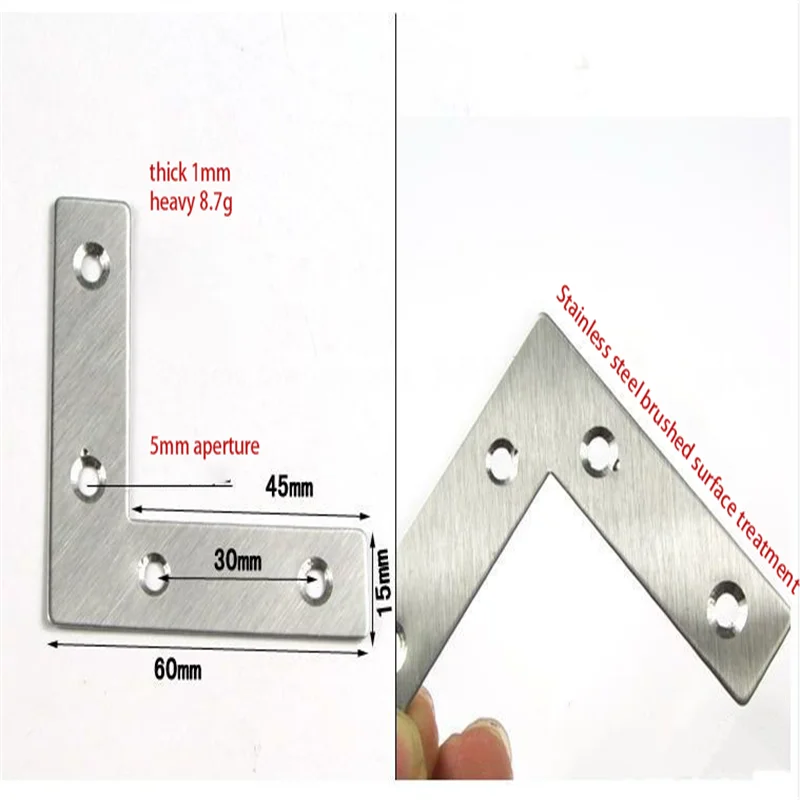 Stainless steel corner code 90 degree right angle fixer wooden triangle iron bracket TL type layer bracket fixing piece iron she