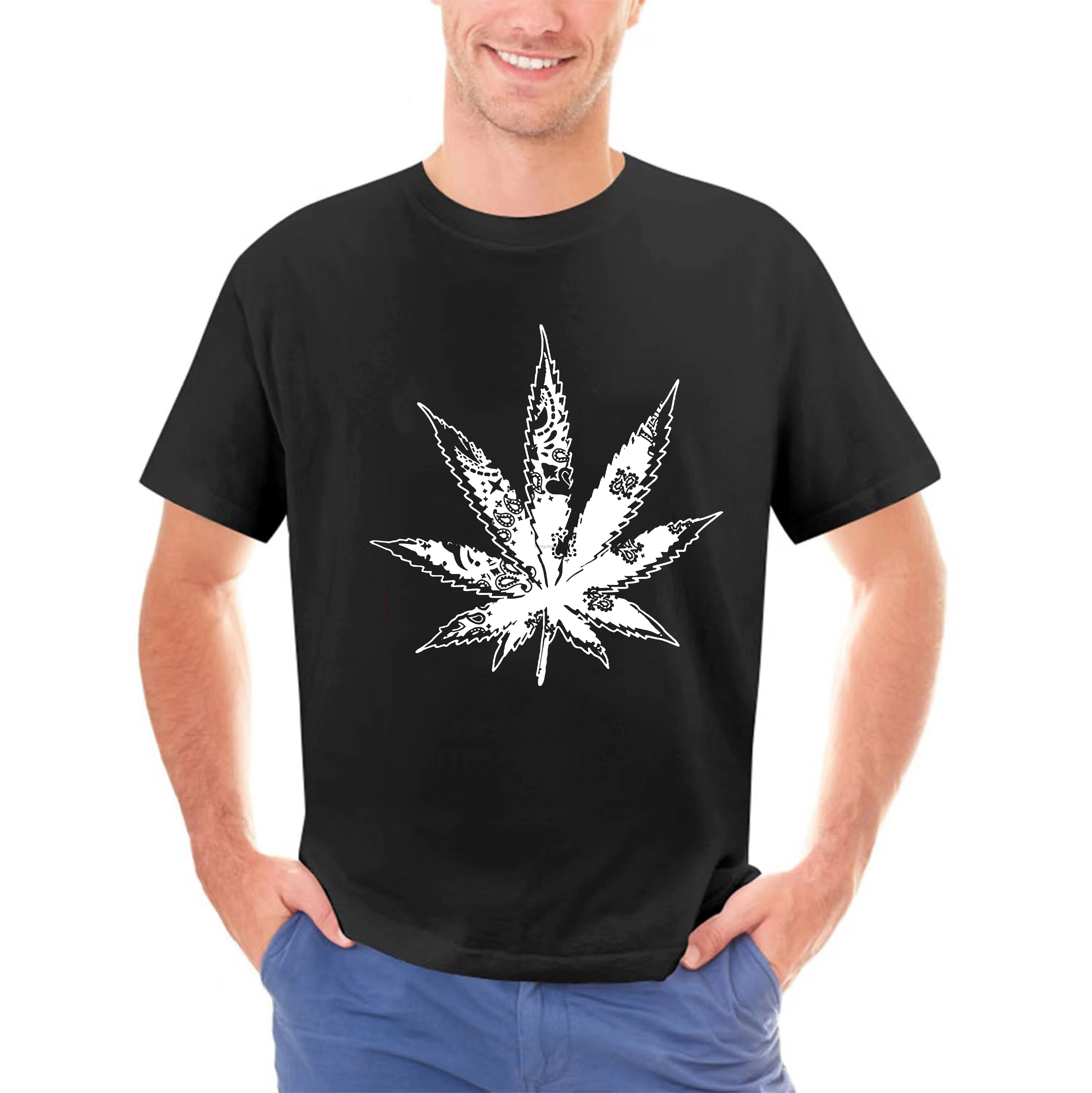 Blue Bandana Weed Leaf T Shirt OG Cali Kush 420 Blunt Roll one Crip Stoner Tee