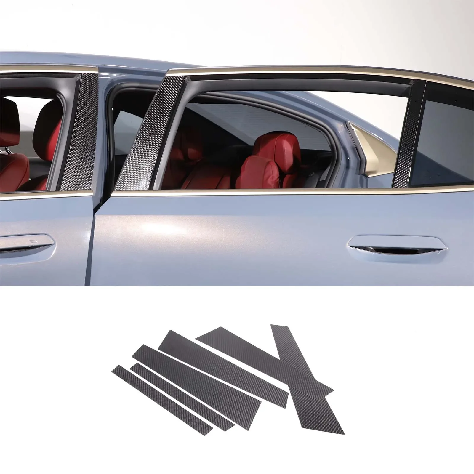 

For BMW 5 Series G60 2024 Carbon Fiber Car Window Center Pillar Panel Trim Sticker Car Accessories