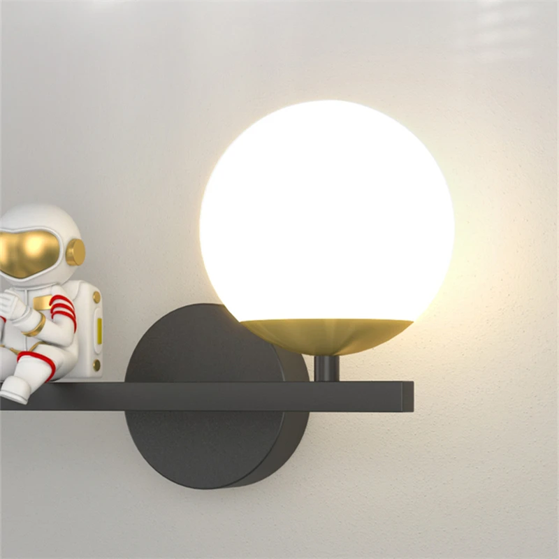 LED wall lamp bedroom bedside lamp simple modern children\'s room moon astronaut study balcony aisle living room background