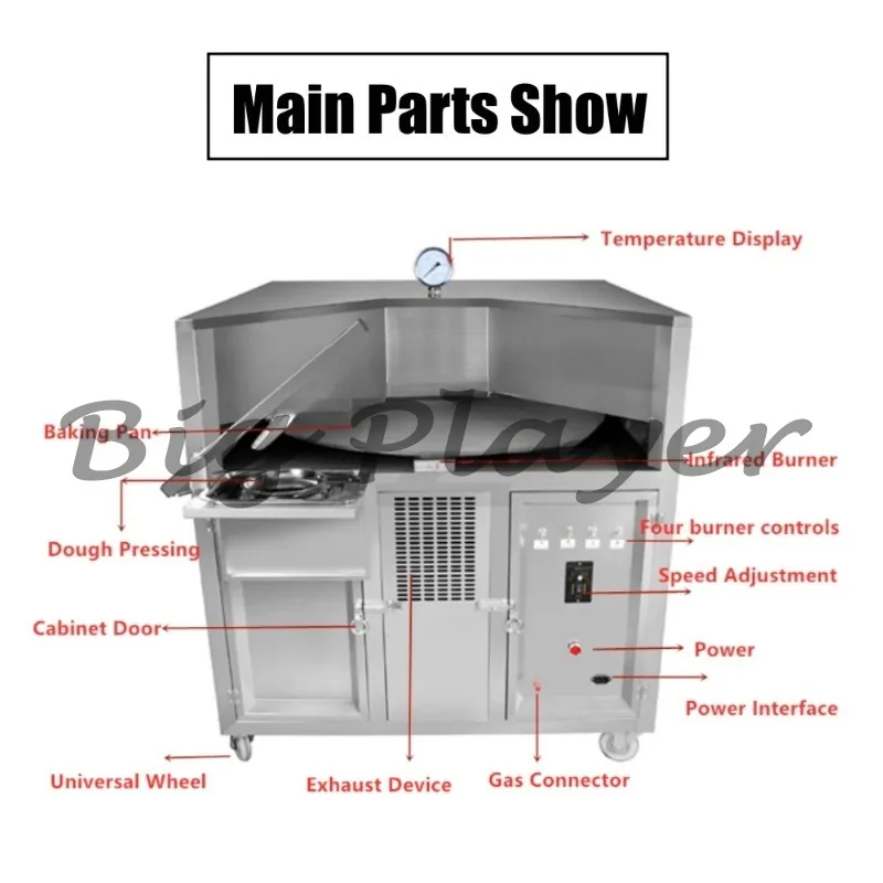 فرن الخبز التجاري نوع الغاز الدورية الكعكات المستديرة آلة الجدول خبز بيتا أو فرن التورتيلا #4