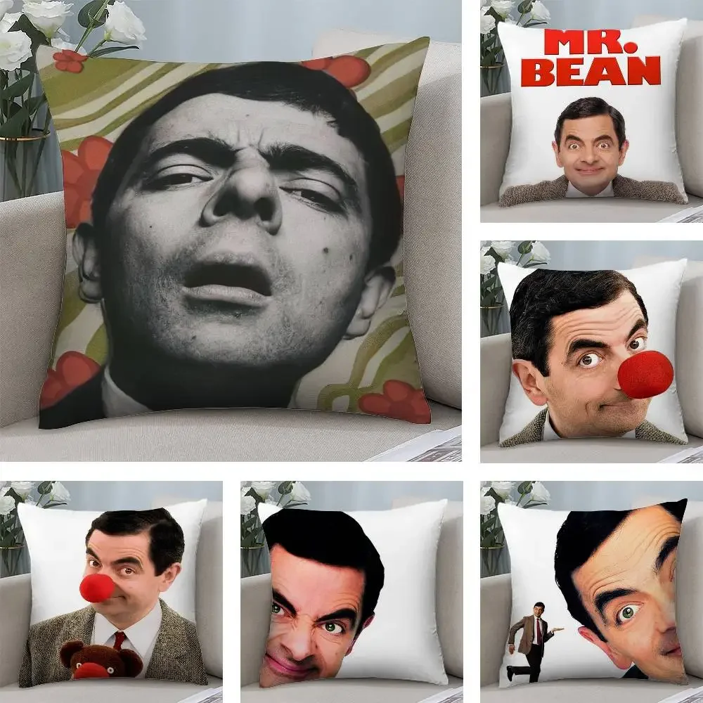 Funny Mr Bean Pillow Case Short plush Double-sided Print Square Throw Pillow Covers Sofa Home Cushion Decor
