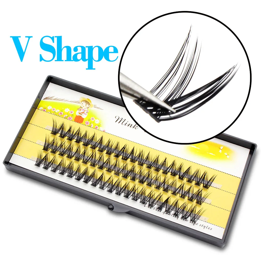 Big Capacity V Shape Phoenix Tail Fish Tail Dovetail Individual Eyelash Extension False Lashes Natural Faux Makeup Eyelashes