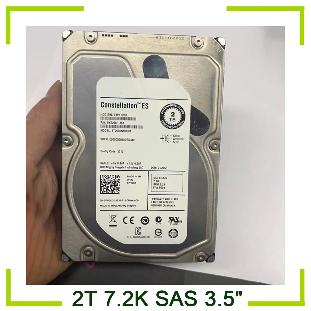 

HDD For R410 R710 R720 Server Hard Disk 2T 7.2K SAS 3.5" Hard Drive ST2000NM0001